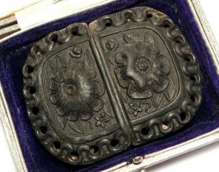 Rare Antique Victorian Large Vulcanite Patterned Buckle