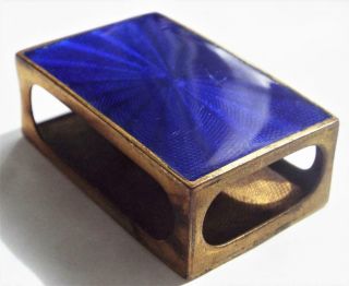 Antique Brass And Enamel Match Box Cover Holder C1910