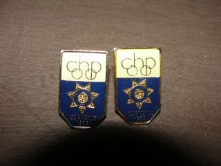 California Highway Patrol Mini Pin Badge Pair 2 Rare