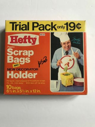 Vintage Hefty Scrap Bags And Plastic Holder Box Includes 10 Bags