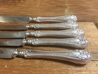 Antique Sterling Silver Hollow Handle Small Butter Knife Set Of 5,  7 1/4 "