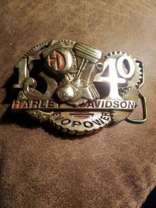 Vintage Rare Solid Brass Harley Davidson Belt Buckle Evopower Baron.