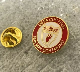 Rare Liverpool Supporter Enamel Badge - 2001 Uefa Cup Final Dortmund