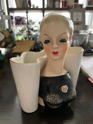 Rare Foreign Head Vase Lady Headvase Vtg 6”
