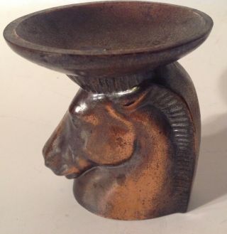 Pillar Candle Holder Metal Horse Head Vintage Bronze Copper Cowboy Western