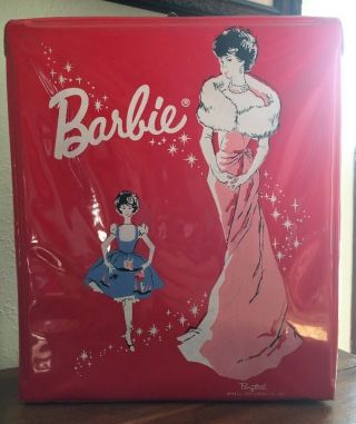Vintage Barbie 1962 Red Case Ponytail Single Bubblecut Brunette