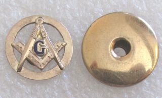Antique 10k Gold Mason Blue Lodge Lapel Pin - Masonic Screw Back