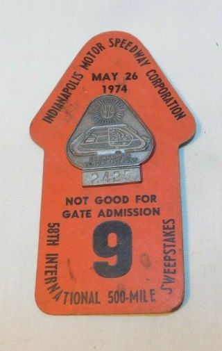 Rare 1974 Indianapolis 500 Indy 500 Racing Press Pass Or Pit Pass & Card