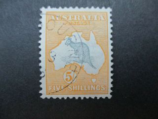 Kangaroo Stamps: 5/ - Yellow 1st Watermark Cto - Rare (d184)