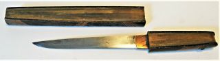 Rare Antique Japanese Kaiken Tanto Dagger In Fan Shaped Aikuchi Mounts Meiji