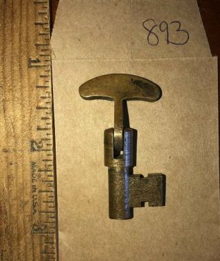 Antique Folding Key Old Brass Bronze Rare Pocket Door Hardware Mortise Lock - 893