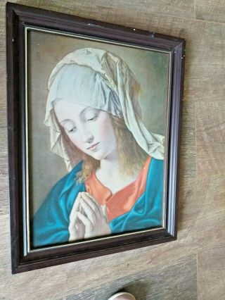 Old French Rare Print Girl Praying