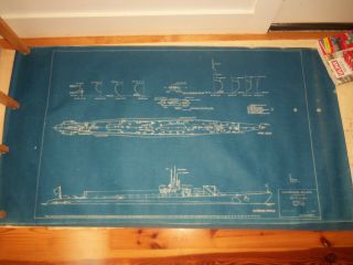 Vintage Navy Submarine Ship 1947 Blueprint Plan 30 X 56 Ss 170