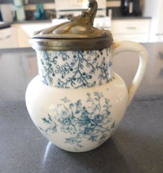 Antique Flow Blue Small Molasses / Syrup Pitcher - 4 