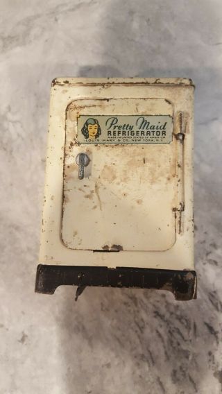 Rare Vintage 1957 Louis Marx Co Of Ny Toy Pretty Maid Refrigerator