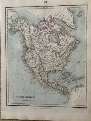 1853 North America Antique Hand Coloured Map By Alexander Findlay