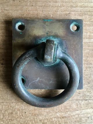 Antique Door Pull Ring Handle Large Vintage Reclaimed Old Salvage Brass