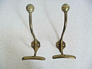 French Vintage Pair Classic Traditional Style Large Heavy Brass Coat Hooks 1273 2