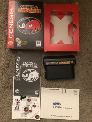 Rare Sonic And Knuckles (sega Genesis) Complete With Registration Card