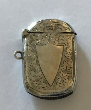 Antique Fully Hallmarked Sterling Silver Vesta Case With A Vacant Cartouche