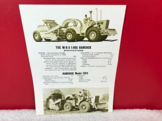 Rare 1950s Mrs Tractor I80s Hancock Dealer Sales Brochure Ad