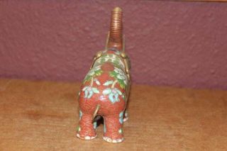 Cloisonne chinese vintage brass enameled miniature elephant white gold floral 3