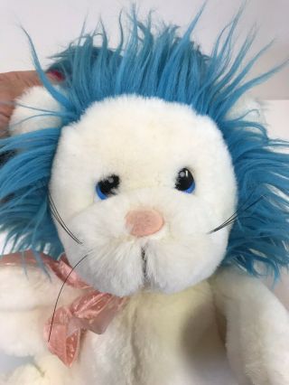 Russ Berrie vintage Fantasia plush lion white blue hair Puppet rare 2