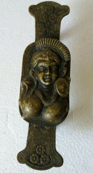 Vintage Brass Made Half Nude Woman Door Handle