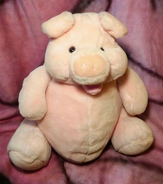 Vintage Puckers Pink Pig Plush Stuffed Animal 15 " Large Piggy - Russ Berrie