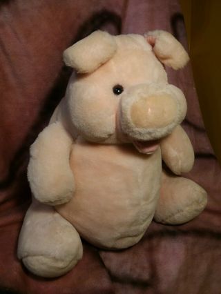 Vintage PUCKERS Pink Pig Plush Stuffed Animal 15 