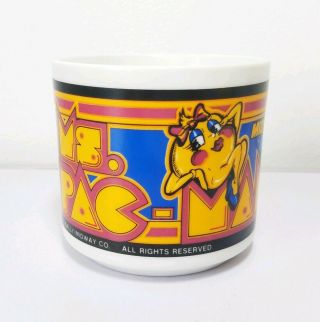 Vintage 1980 Ms Pac Man Arcade Game Bally Midway Mug Rare