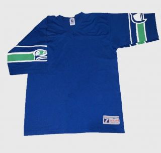 Rare Vintage Logo 7 Seattle Seahawks Nfl Football T Tee Shirt 80s 90s Blue Sz M