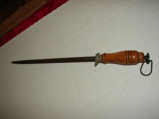 Antique/vintage Sharpening Steel Rod 17 " Wood Handle Knife Sharpener 2