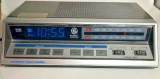 Vintage Ge General Electric Alarm Clock Radio Blue Led Electronic Touch