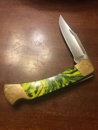 Rare Buck 110 Folding Knife W/ Celluloid Handles