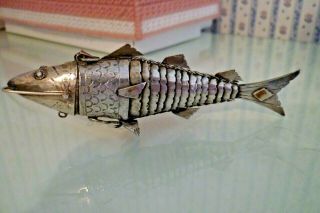 A Vintage Silver Plated Articulated Fish Trinket Box