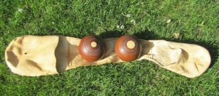 Vintage William Sykes Lawn Bowling Balls With Goat Skin Carrying Bag