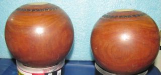Vintage William Sykes Lawn Bowling Balls With Goat Skin Carrying Bag 2
