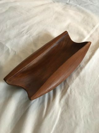 Vintage Danish Modern Sculpted Teak Wood Canoe Bowl Mid Century Bojenson Dansk