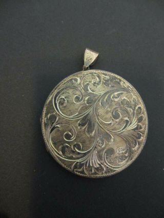 Extra Large Vintage Sterling Silver Esemco England Floral Engraved Locket Rare