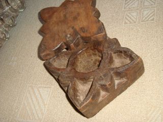 Antique Early 20th C.  Hand Carved Large Wooden Box With 5 Compartments