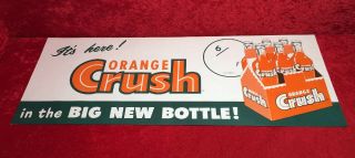 Rare Vintage Orange Advertising Crush Paper Sign Big Bottle