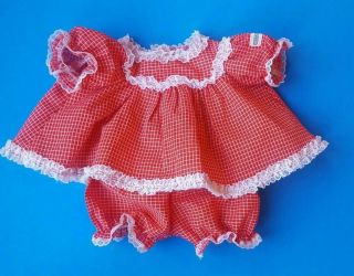 Vintage Cabbage Patch Kid Doll Dress Red/white Check & Panties Clothes Cpk