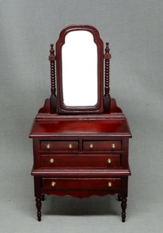 Vintage Bespaq Tsm Platinum Victorian Dresser W Mirror Dollhouse Miniature 1:12