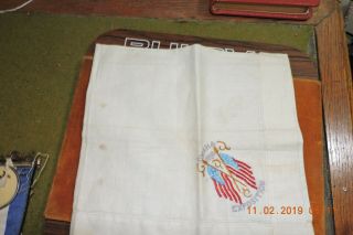 Antique 1898 Omaha Trans Mississippi Exposition Embroidered Flags Hankerchief