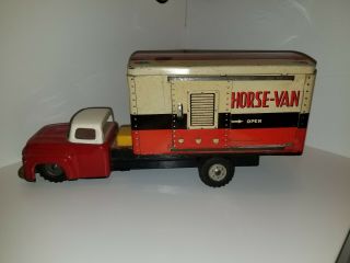 Vintage 1950 Tin Horse - Van - Truck With Moving Horse Rare