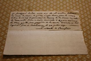 1791 Viscount DE BEAUFORT signed receipt manuscript document letter 2