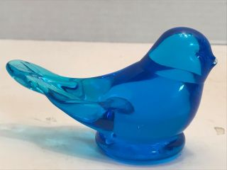 Fenton Blue Transparent Glass " Bluebird Of Happiness " Paperweight Leoward 2003