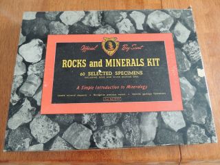 Vintage Official Boy Scout Rocks And Minerals Kit Rare 60 Specimens No 2143