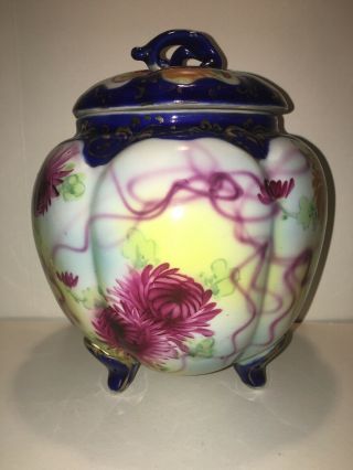Antique Porcelain Biscuit Jar With Lid